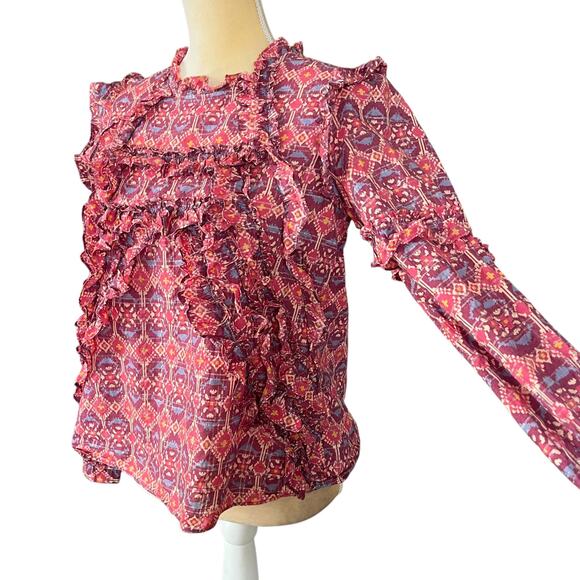 Sezane Emmy Blouse Pink Ruffle Top Size 36 US Size 4 / Small - Picture 4 of 10